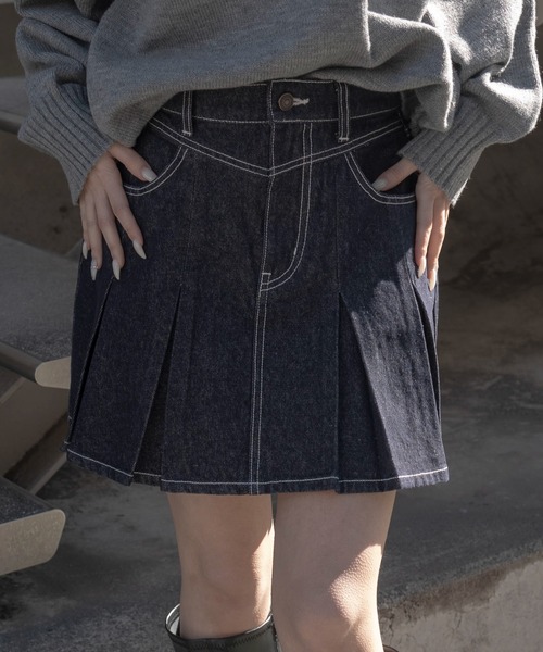 WEGO(ウィゴー)の「WEGO/【26年春新作】デニムプリーツミニスカート(デニムスカート・レディース・ブラック系その他/グレー/ブラック系2/インディゴブルー/コバルトブルー・SMALL/MEDIUM)」の4枚目の写真