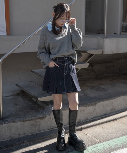 WEGO(ウィゴー)の「WEGO/【26年春新作】デニムプリーツミニスカート(デニムスカート・レディース・ブラック系その他/グレー/ブラック系2/インディゴブルー/コバルトブルー・SMALL/MEDIUM)」の9枚目の写真