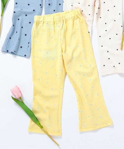 apres les cours（アプレレクール）の「ぽこぽこフレアレギンスパンツ_ジュニア対応（その他パンツ・キッズ・イエロー/サックスブルー/アイボリー・110/100/90/80/140/130/120）」の3枚目の写真