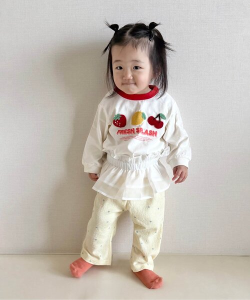 apres les cours（アプレレクール）の「ぽこぽこフレアレギンスパンツ_ジュニア対応（その他パンツ・キッズ・イエロー/サックスブルー/アイボリー・110/100/90/80/140/130/120）」の9枚目の写真