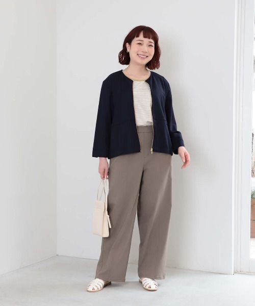 MB mint breeze(エムビーミントブリーズ)の「【L~5L 大きいサイズ】ストレッチカルゼセンターシームワイドパンツ(その他パンツ・レディース・ブラウン/ブラック・LL/3L/4L/5L)」の2枚目の写真