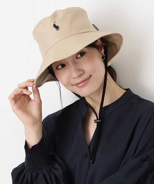 POLO RALPH LAUREN（ポロ ラルフ ローレン）の「遮光100％ 撥水 軽量 パラソルハット ポロポニー刺繍（ハット・レディース・ブラック/パープル/ベージュ/ネイビー・FREE）」の2枚目の写真