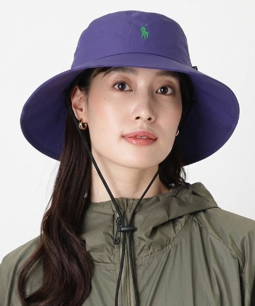 POLO RALPH LAUREN（ポロ ラルフ ローレン）の「遮光100％ 撥水 軽量 パラソルハット ポロポニー刺繍（ハット・レディース・ブラック/パープル/ベージュ/ネイビー・FREE）」の4枚目の写真