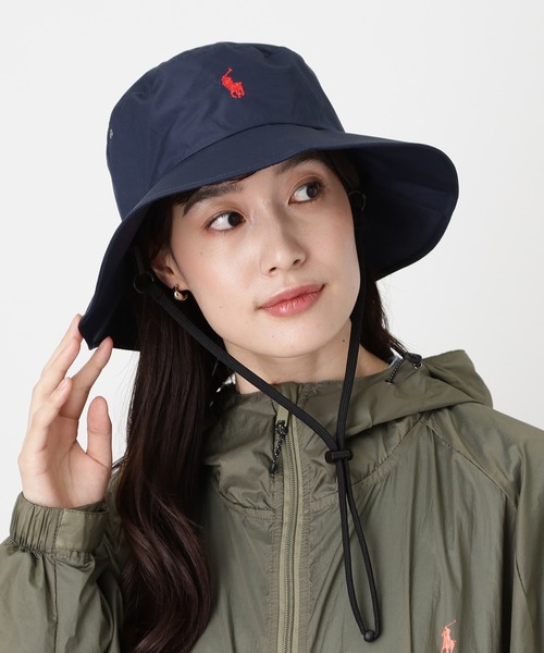 POLO RALPH LAUREN（ポロ ラルフ ローレン）の「遮光100％ 撥水 軽量 パラソルハット ポロポニー刺繍（ハット・レディース・ブラック/パープル/ベージュ/ネイビー・FREE）」の3枚目の写真