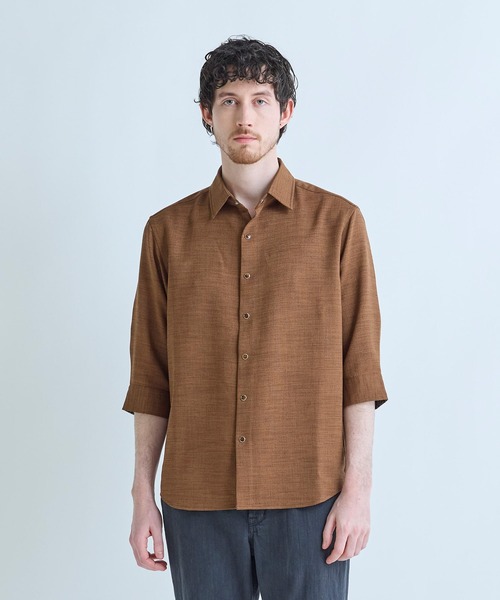MEN'S BIGI（メンズビギ）の「ブッチャー七分袖シャツ＜ストレッチ/イージーケア/吸汗性/通気性＞（シャツ/ブラウス・メンズ・ブラウン/ブラック/ベージュ・04/03/02/01）」の3枚目の写真