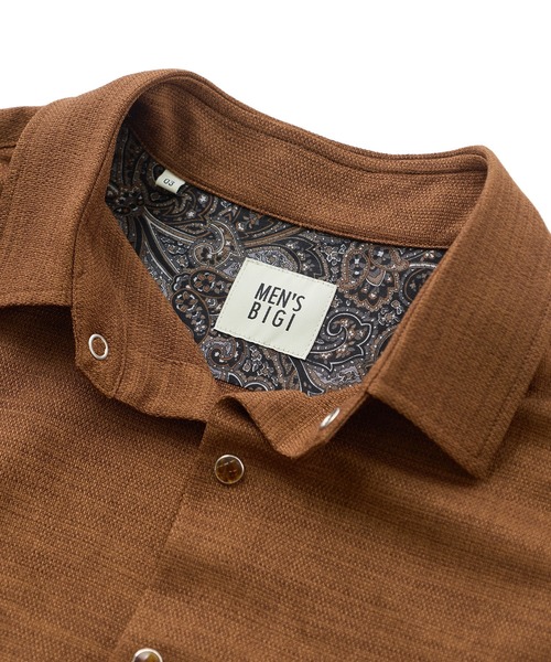 MEN'S BIGI（メンズビギ）の「ブッチャー七分袖シャツ＜ストレッチ/イージーケア/吸汗性/通気性＞（シャツ/ブラウス・メンズ・ブラウン/ブラック/ベージュ・04/03/02/01）」の19枚目の写真