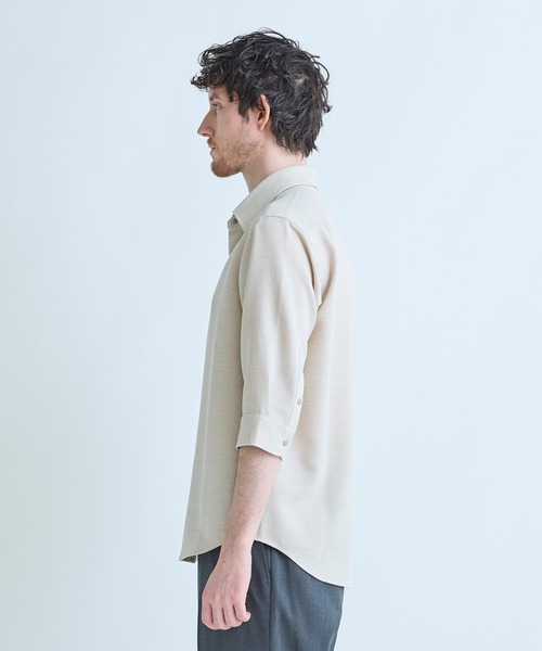MEN'S BIGI（メンズビギ）の「ブッチャー七分袖シャツ＜ストレッチ/イージーケア/吸汗性/通気性＞（シャツ/ブラウス・メンズ・ブラウン/ブラック/ベージュ・04/03/02/01）」の5枚目の写真