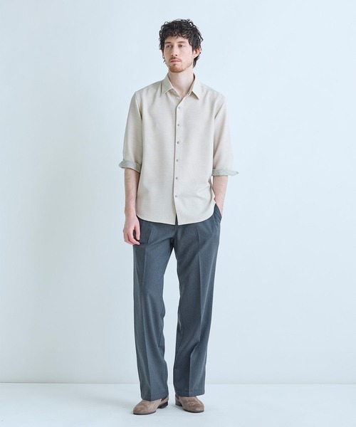 MEN'S BIGI（メンズビギ）の「ブッチャー七分袖シャツ＜ストレッチ/イージーケア/吸汗性/通気性＞（シャツ/ブラウス・メンズ・ブラウン/ブラック/ベージュ・04/03/02/01）」の9枚目の写真