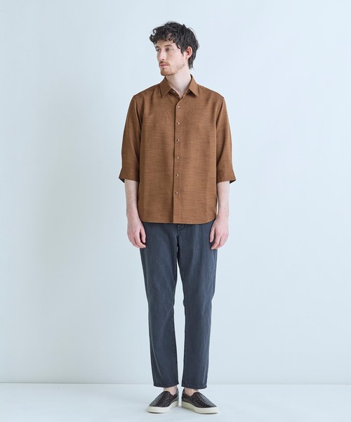 MEN'S BIGI（メンズビギ）の「ブッチャー七分袖シャツ＜ストレッチ/イージーケア/吸汗性/通気性＞（シャツ/ブラウス・メンズ・ブラウン/ブラック/ベージュ・04/03/02/01）」の10枚目の写真
