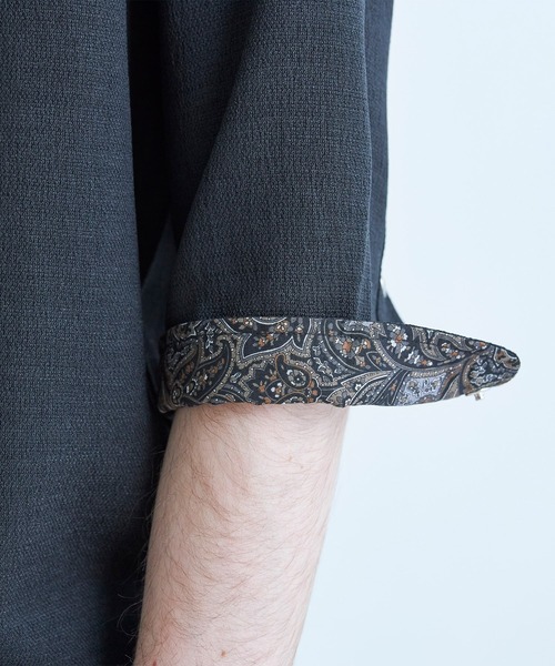 MEN'S BIGI（メンズビギ）の「ブッチャー七分袖シャツ＜ストレッチ/イージーケア/吸汗性/通気性＞（シャツ/ブラウス・メンズ・ブラウン/ブラック/ベージュ・04/03/02/01）」の13枚目の写真