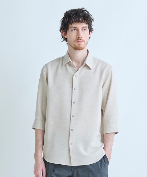 MEN'S BIGI（メンズビギ）の「ブッチャー七分袖シャツ＜ストレッチ/イージーケア/吸汗性/通気性＞（シャツ/ブラウス・メンズ・ブラウン/ブラック/ベージュ・04/03/02/01）」の15枚目の写真