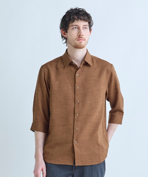 MEN'S BIGI（メンズビギ）の「ブッチャー七分袖シャツ＜ストレッチ/イージーケア/吸汗性/通気性＞（シャツ/ブラウス・メンズ・ブラウン/ブラック/ベージュ・04/03/02/01）」の18枚目の写真