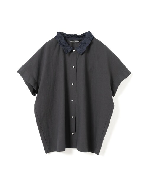 mizuiroind（ミズイロインド）の「mizuiro ind ワッシャーカラーワイドシャツ（シャツ/ブラウス・レディース・ブラック/ネイビー/グレー/オフホワイト/グレー系その他2・FREE）」の5枚目の写真