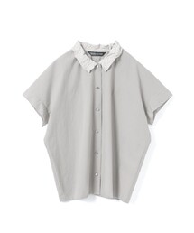 mizuiro ind/ミズイロインド] ネックギャザー プルオーバーTシャツ