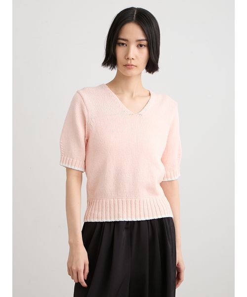MIESROHE(ミースロエ)の「【洗える】organic コットンチャンキーニット(ニット/セーター・レディース・ライトピンク/ホワイト/イエロー・F)」の5枚目の写真