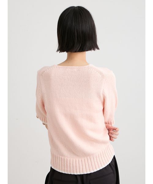 MIESROHE(ミースロエ)の「【洗える】organic コットンチャンキーニット(ニット/セーター・レディース・ライトピンク/ホワイト/イエロー・F)」の6枚目の写真