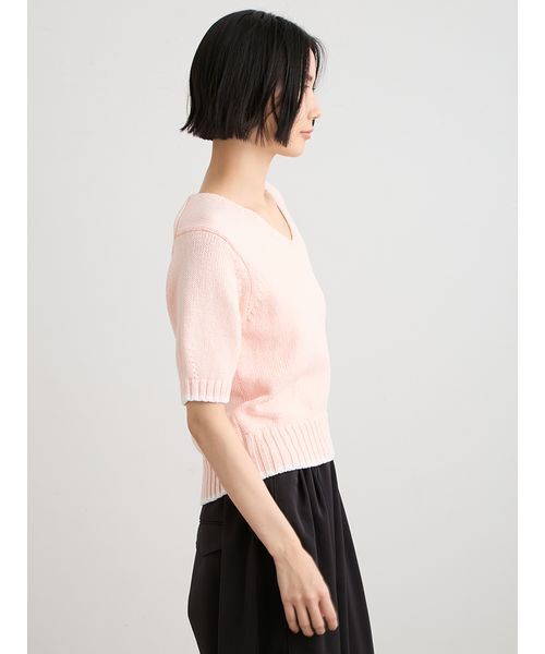MIESROHE(ミースロエ)の「【洗える】organic コットンチャンキーニット(ニット/セーター・レディース・ライトピンク/ホワイト/イエロー・F)」の7枚目の写真