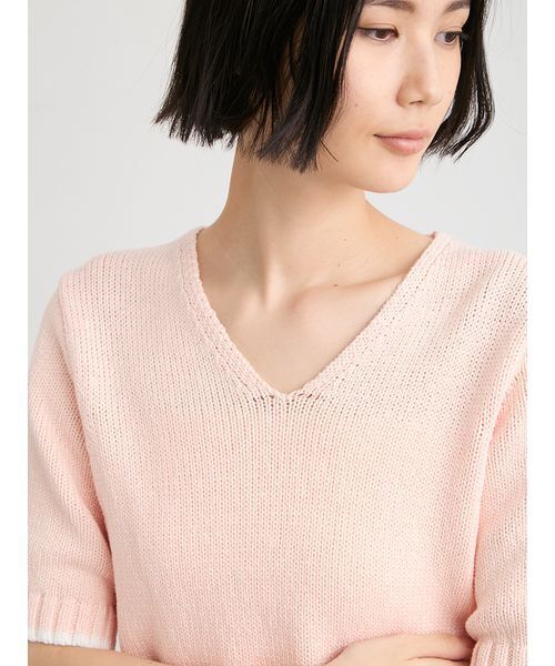 MIESROHE（ミースロエ）の「【洗える】organic コットンチャンキーニット（ニット/セーター・レディース・ライトピンク/ホワイト/イエロー・F）」の8枚目の写真