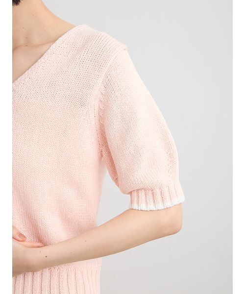 MIESROHE(ミースロエ)の「【洗える】organic コットンチャンキーニット(ニット/セーター・レディース・ライトピンク/ホワイト/イエロー・F)」の9枚目の写真