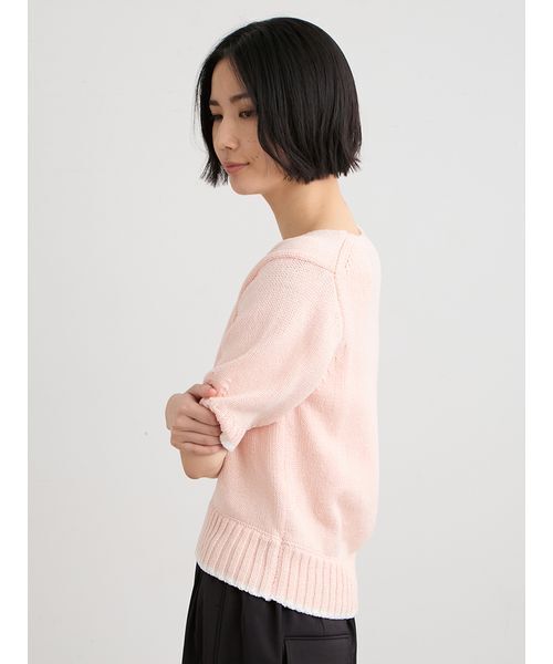 MIESROHE(ミースロエ)の「【洗える】organic コットンチャンキーニット(ニット/セーター・レディース・ライトピンク/ホワイト/イエロー・F)」の12枚目の写真