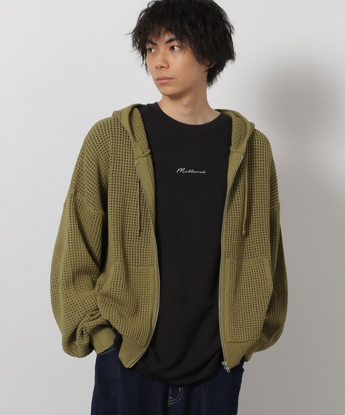LAKOLE（ラコレ）の「ニットメッシュZIPパーカー / 654120（パーカー・メンズ・グレー/セージグリーン/ブラック・MEDIUM/LARGE）」の3枚目の写真