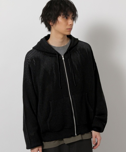 激レア95AW　JPG アーカイブジャンポールゴルチエ ニット パーカー フーディー 総柄 ブラック 48サイズ レディース 古着 モード Y2K 激レア95AW JPG アーカイブジャンポールゴルチエ ニット パーカー