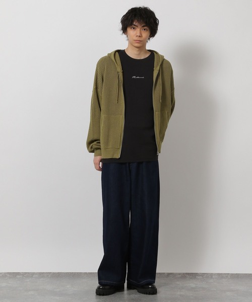 LAKOLE（ラコレ）の「ニットメッシュZIPパーカー / 654120（パーカー・メンズ・グレー/セージグリーン/ブラック・MEDIUM/LARGE）」の4枚目の写真