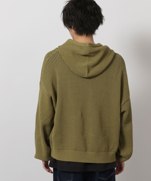 LAKOLE（ラコレ）の「ニットメッシュZIPパーカー / 654120（パーカー・メンズ・グレー/セージグリーン/ブラック・MEDIUM/LARGE）」の6枚目の写真