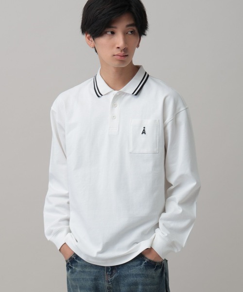 ALAND(エーランド)の「【UNISEX】ALAND/Aロゴカノコポロロングスリーブ(ポロシャツ・レディース・ブラック/ホワイト・SMALL/LARGE)」の2枚目の写真