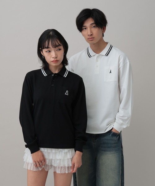 ALAND(エーランド)の「【UNISEX】ALAND/Aロゴカノコポロロングスリーブ(ポロシャツ・レディース・ブラック/ホワイト・SMALL/LARGE)」の7枚目の写真