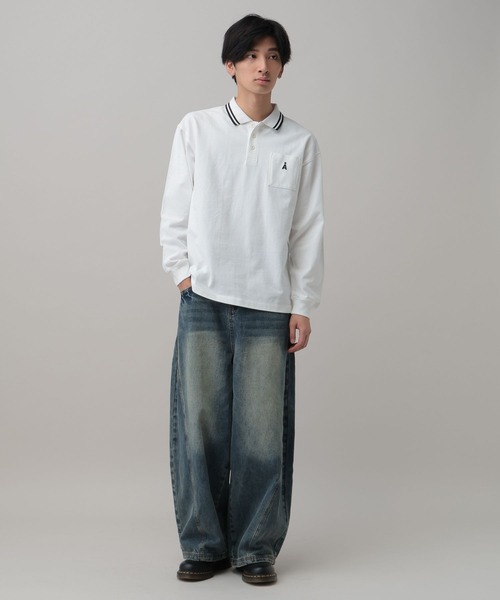 ALAND(エーランド)の「【UNISEX】ALAND/Aロゴカノコポロロングスリーブ(ポロシャツ・レディース・ブラック/ホワイト・SMALL/LARGE)」の8枚目の写真