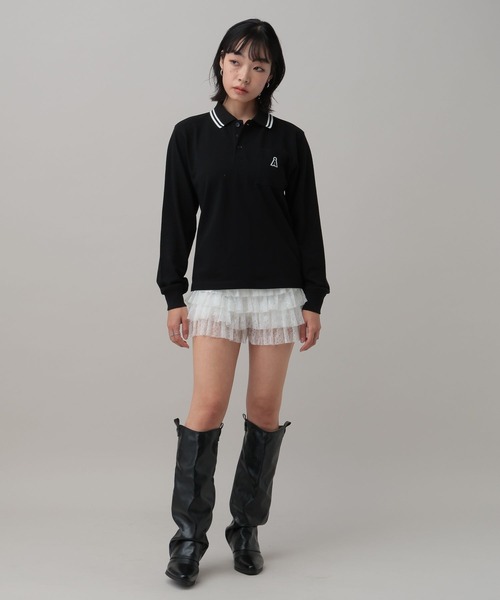 ALAND(エーランド)の「【UNISEX】ALAND/Aロゴカノコポロロングスリーブ(ポロシャツ・レディース・ブラック/ホワイト・SMALL/LARGE)」の13枚目の写真