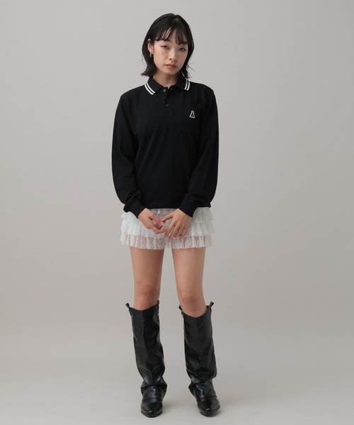 ALAND(エーランド)の「【UNISEX】ALAND/Aロゴカノコポロロングスリーブ(ポロシャツ・レディース・ブラック/ホワイト・SMALL/LARGE)」の14枚目の写真