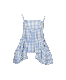 BMUETTE（ビムウィエ）の「ギンガムチェックカッティングライントップブルー（Tシャツ/カットソー）」