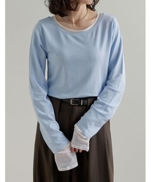 [2026S/S COLLECTION]アンチピリングチュールレイヤード風配色トップス