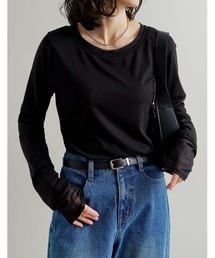 [2026S/S COLLECTION]アンチピリングチュールレイヤード風配色トップス