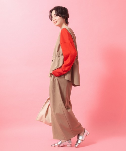 Green　Parks（グリーンパークス）の「【楽しゃれUV】ドロストフレアベスト（ベスト・レディース・カーキ/ブラック/ベージュ・FREE）」の20枚目の写真