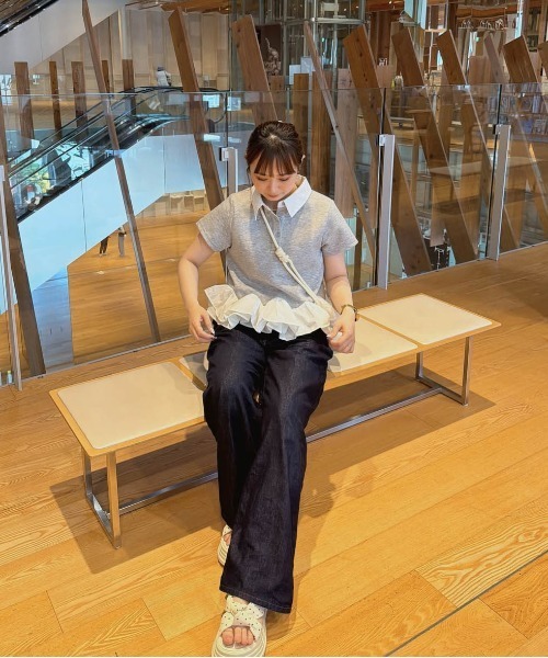 AMELY(エミリー)の「ダブルフリル ペプラムトップス(スウェット・レディース・グレー/ベージュ/ブラック/グレー系その他/ブラック系その他/ベージュ系その他・フリー)」の21枚目の写真