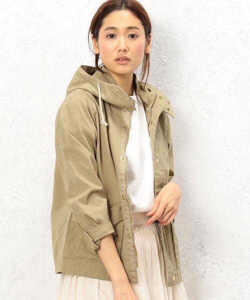 green label relaxing（グリーンレーベルリラクシング）の「CB C 2WAY デッキパーカー ◆（ブルゾン・レディース・ベージュ/ネイビー/イエロー・38/40）」の8枚目の写真