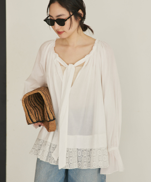 plage（プラージュ）の「COTTON KHADI ブラウス（シャツ/ブラウス・レディース・ブラック/ホワイト・FREE）」の2枚目の写真