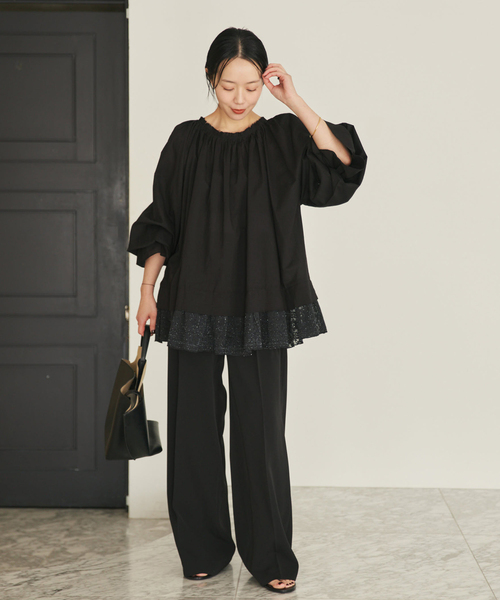 plage（プラージュ）の「COTTON KHADI ブラウス（シャツ/ブラウス・レディース・ブラック/ホワイト・FREE）」の9枚目の写真