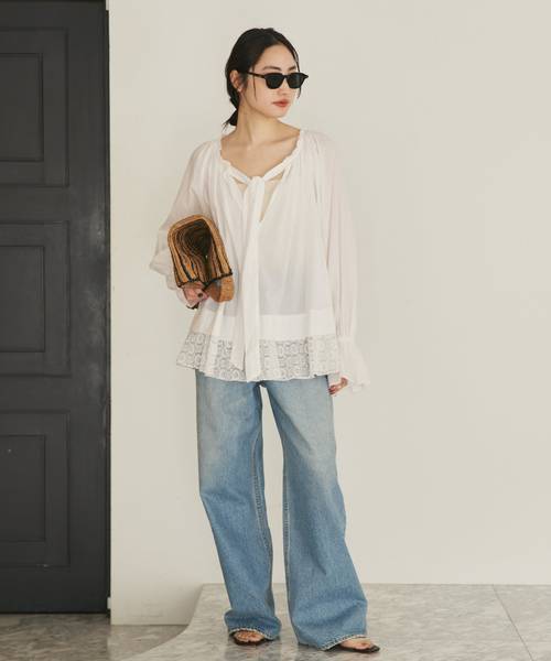 plage（プラージュ）の「COTTON KHADI ブラウス（シャツ/ブラウス・レディース・ブラック/ホワイト・FREE）」の10枚目の写真