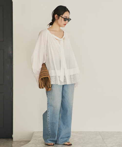 plage（プラージュ）の「COTTON KHADI ブラウス（シャツ/ブラウス・レディース・ブラック/ホワイト・FREE）」の19枚目の写真