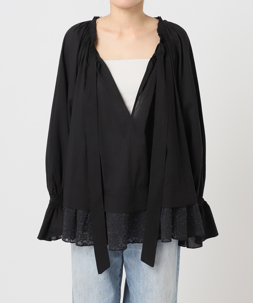 plage（プラージュ）の「COTTON KHADI ブラウス（シャツ/ブラウス・レディース・ブラック/ホワイト・FREE）」の4枚目の写真