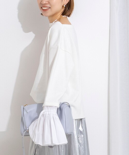 NOLLEY’S（ノーリーズ）の「【WEB限定】ウォッシャブルシャツスリーブスウェットプルオーバー（Tシャツ/カットソー・レディース・グレー/オフホワイト・FREE）」の20枚目の写真