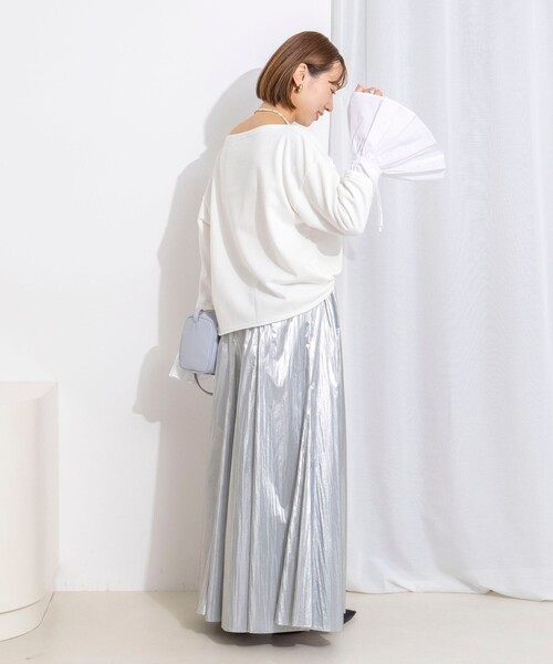 NOLLEY’S（ノーリーズ）の「【WEB限定】ウォッシャブルシャツスリーブスウェットプルオーバー（Tシャツ/カットソー・レディース・グレー/オフホワイト・FREE）」の22枚目の写真