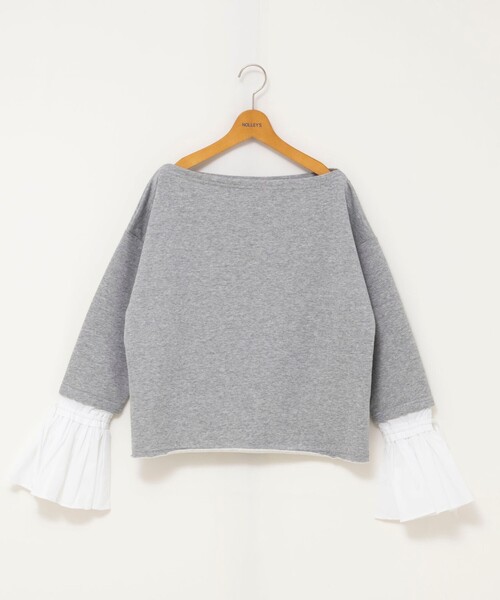 NOLLEY’S（ノーリーズ）の「【WEB限定】ウォッシャブルシャツスリーブスウェットプルオーバー（Tシャツ/カットソー・レディース・グレー/オフホワイト・FREE）」の8枚目の写真