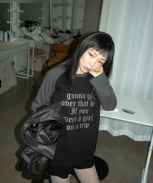 REBRENNER(リブレンナー)の「DTF トリップ レグラン ロングスリーブ ブラックチャコール(Tシャツ/カットソー・レディース・その他・MEDIUM/LARGE/X-LARGE)」の8枚目の写真