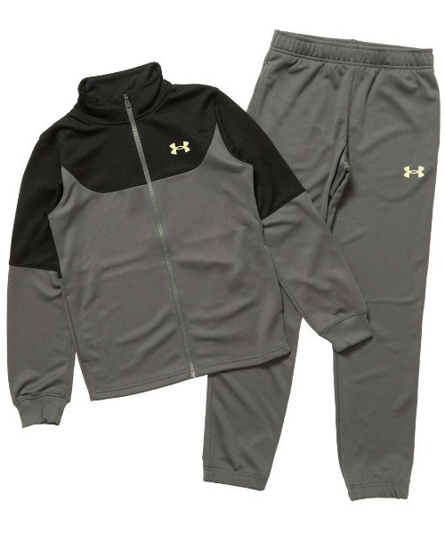 UNDER ARMOUR（アンダーアーマー）の「アンダーアーマー  UAカラーブロック ビッグロゴ トラックスーツ（ジャージ・キッズ・ブラック×グレー/ホワイト×ブラック・160cm/150cm/140cm/130cm/120cm）」の2枚目の写真