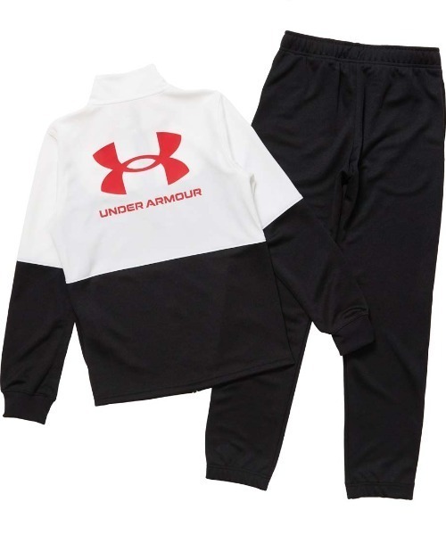 UNDER ARMOUR（アンダーアーマー）の「アンダーアーマー  UAカラーブロック ビッグロゴ トラックスーツ（ジャージ・キッズ・ブラック×グレー/ホワイト×ブラック・160cm/150cm/140cm/130cm/120cm）」の4枚目の写真